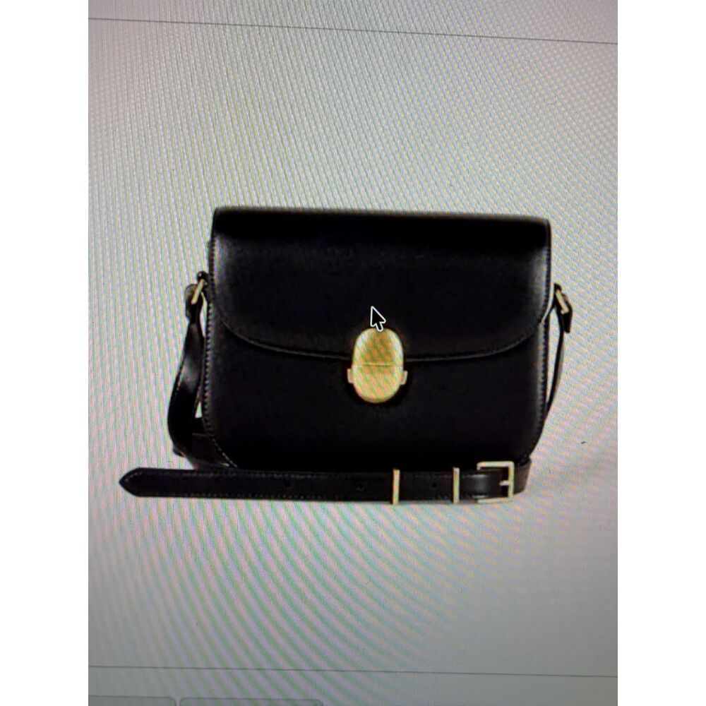 Amazon Essentials Womens Crossbody Flap Bag- Black faux leather